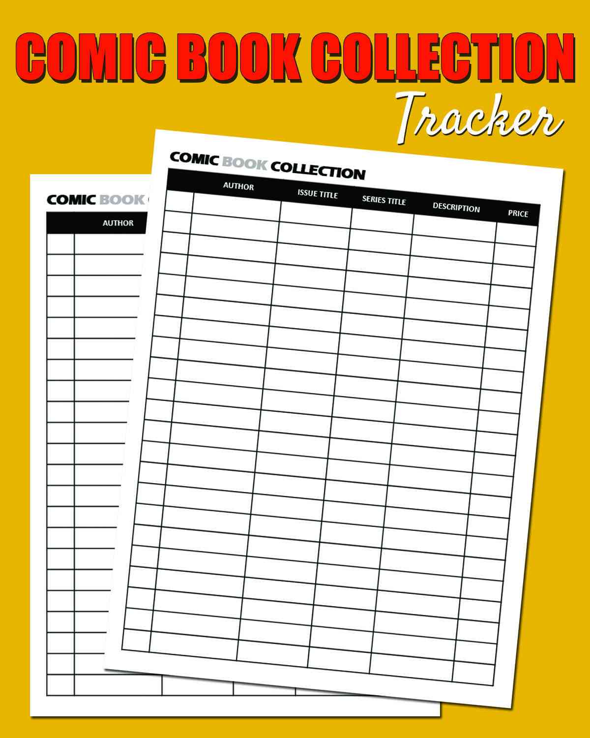 Printable Comic Book Collection Tracker